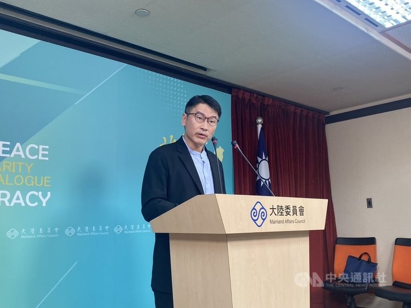 陸委會發言人梁文傑31日在例行記者會回應媒體提問。中央社記者呂佳蓉攝  114年7月31日