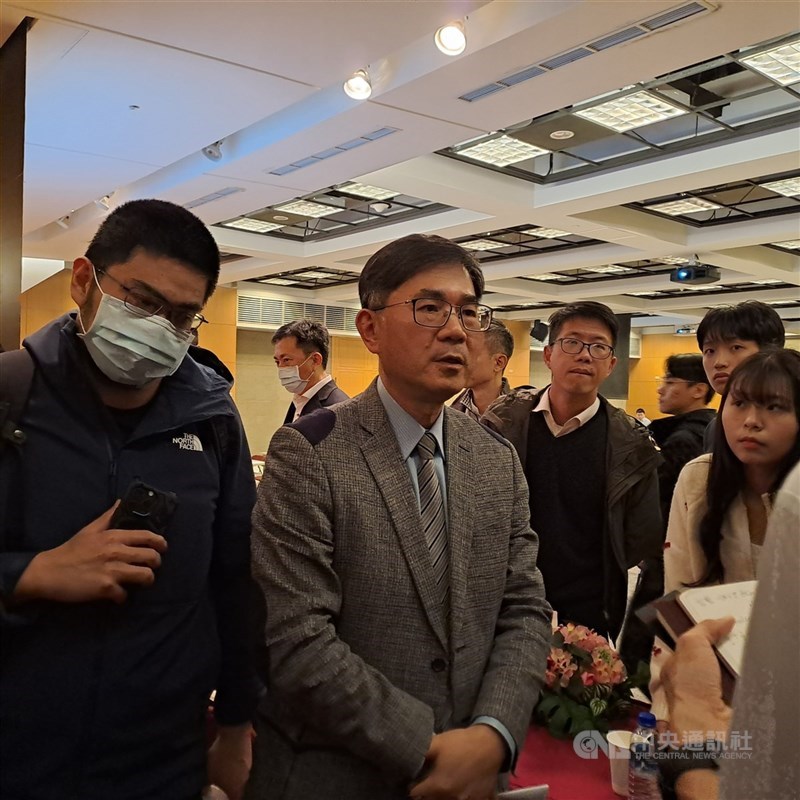 圖為昇達科法人說明會後接受提問（中央社檔案照片）