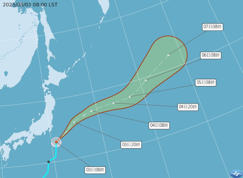 颱風白鹿路徑潛勢預報。（圖取自氣象署網頁cwa.gov.tw）