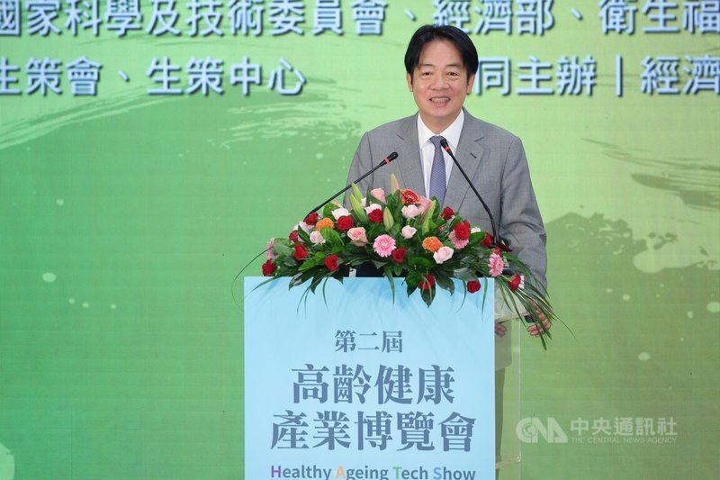第2屆高齡健康產業博覽會開幕典禮8日上午在台北世貿1館登場,總統賴清德(圖)出席致詞。中央社記者翁睿坤攝 114年8月8日