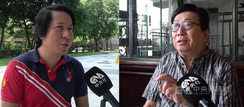 菲律賓前駐台代表班納友(右)、菲學者畢特洛10日接受中央社訪問,分析小馬可仕總統最近有關台海若爆發衝突,菲律賓將無法置身事外的談話。中央社記者林行健馬尼拉攝 114年8月10日