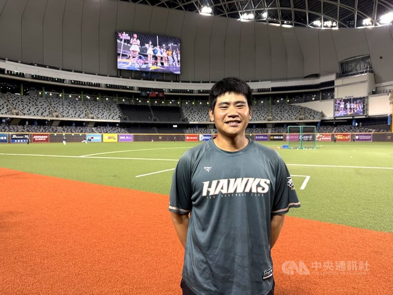 中華職棒台鋼雄鷹隊投手黃勃睿（圖）生涯初登板被「震撼教育」，相隔2個月後再升一軍，帶著「破釜沉舟」的決心，他說會把能力所及的事情做好。中央社記者謝靜雯攝 114年8月12日