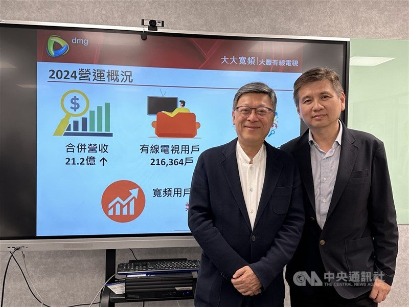 圖為大豐電董事長張銘志(左)與總經理劉登榮(右)。 (中央社檔案照片)