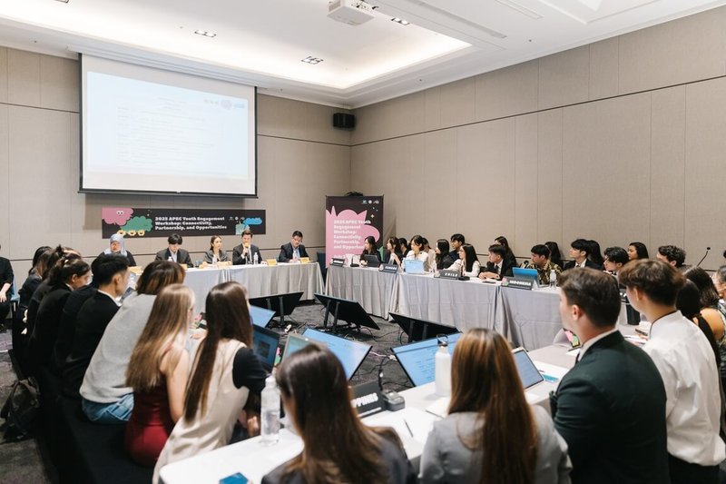 台北科技大學14日發布新聞稿，「2025 APEC青年培訓課程暨模擬會議」吸引來自15國、60名青年參與，在活動中進行APEC模擬會議，並獲得APEC官方正式支持。（北科大提供）中央社記者陳至中台北傳真　114年8月14日