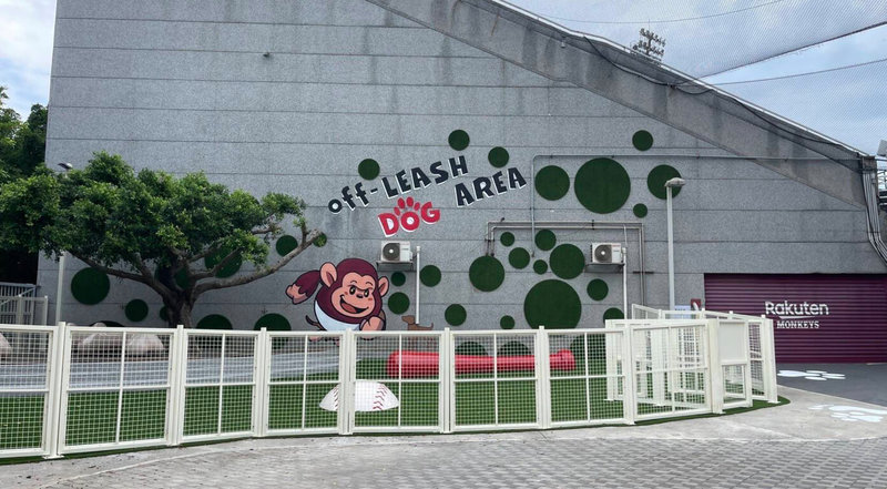桃園市動保處與中職樂天桃猿隊合作,打造全台首創「棒球場寵物樂園」,毛孩跑跳區則有安全圍欄能讓毛孩安心活動。(桃園市動保處提供)中央社記者葉臻傳真 114年8月14日