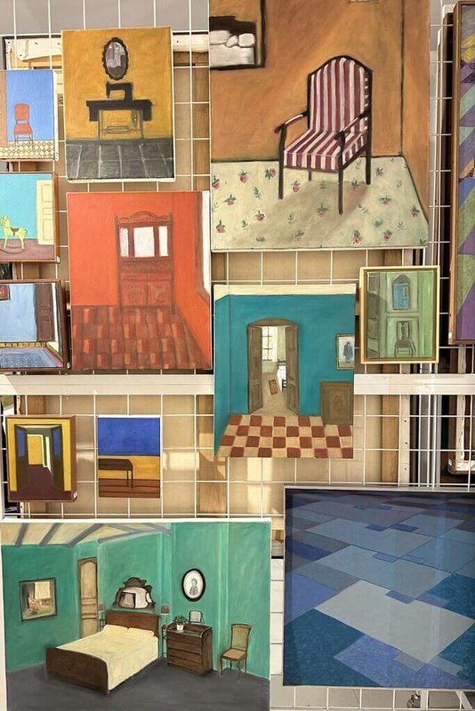 巴西聖保羅當代畫廊展出跨國藝術家聯展「牆上的日常」,巴拉圭籍藝術家卡梅莉(Lilian Camelli)的作品集中在重建室內空間和靜物的空間性上,帶有懷舊的氛圍,以及事實與虛構之間的關係。(台巴藝術文化交流協會提供)中央社記者唐雅陵聖保羅傳真 114年8月14日