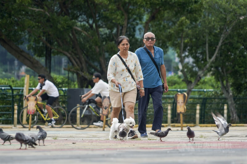 圖為民眾趁好天氣到台北市關渡公園散步。（中央社檔案照片）