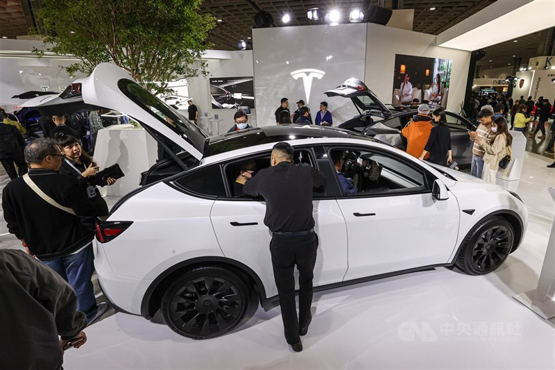 圖為電動車品牌特斯拉(Tesla)。 (中央社檔案照片)