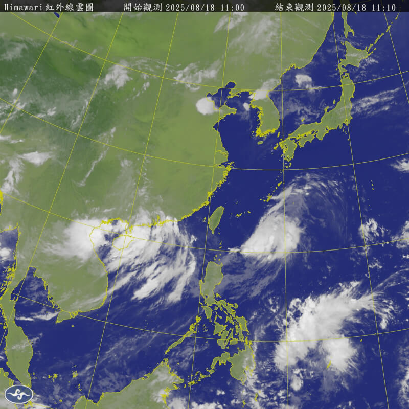 18日上午11時衛星雲圖。(圖取自氣象署網頁cwa.gov.tw)