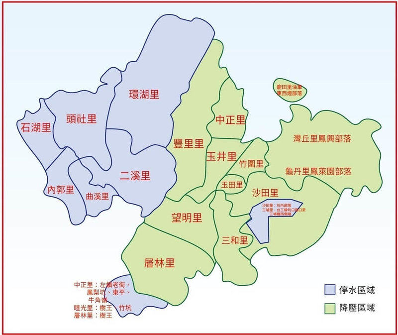 台灣自來水股份有限公司辦理自來水管線改接工程，台南市共有4行政區8808戶28日上午9時到29日上午6時停水或降壓。（自來水公司提供）中央社記者楊思瑞台南傳真  114年8月25日