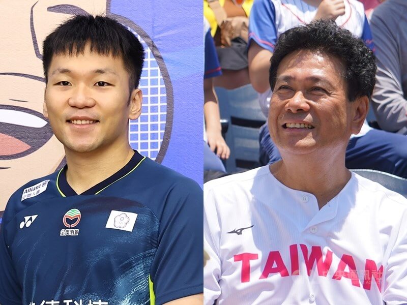 體育選手入閣，羽球男雙金牌李洋（左）接運動部長，前職棒選手陳義信任原民會副主委。（中央社檔案照片）