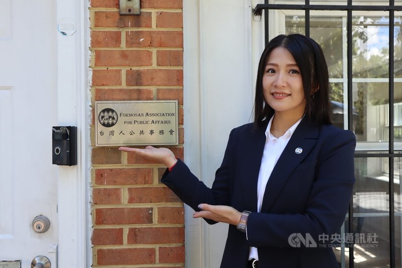 FAPA執行長蕭喬勻在華府國會山莊推動草根外交,為台灣發聲。圖攝於8月26日。中央社實習記者王家葳華盛頓攝 114年8月28日