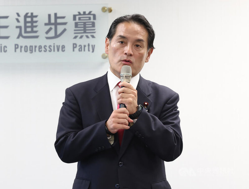 自民黨國防部會長岩田和親(圖)出席致詞。中央社記者張新偉攝 114年9月3日