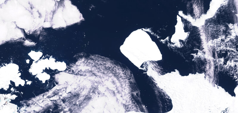 圖為2023年11月15日A23a的衛星影像。（Courtesy of European Union/Copernicus Sentinel-3/Handout via 路透社）