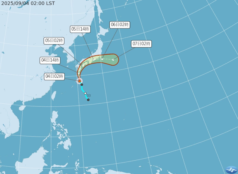 氣象專家吳德榮指出,颱風琵琶將侵襲日本九州、四國與本州南側,對台灣並無影響。(圖取自中央氣象署網頁cwa.gov.tw)
