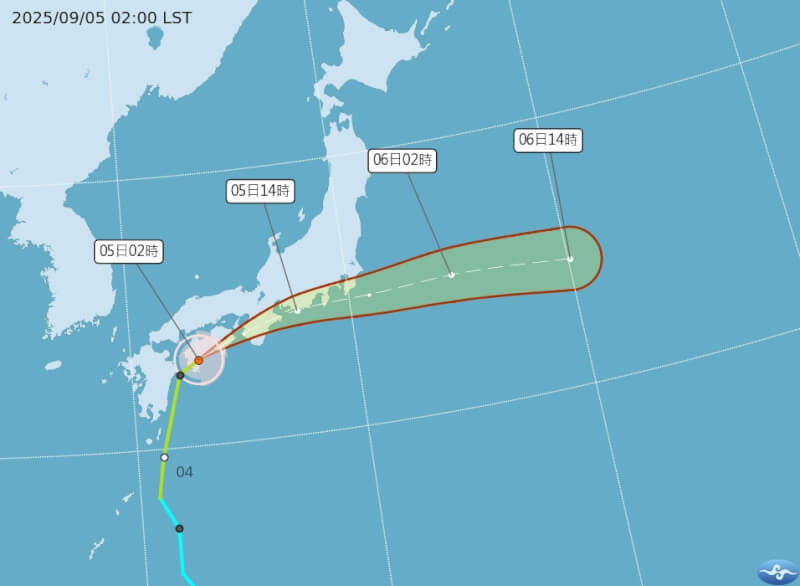 颱風琵琶路徑潛勢預報。(圖取自氣象署網頁cwa.gov.tw)