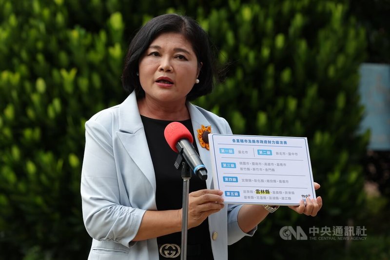 新版財劃法分配爭議未歇，行政院長卓榮泰13日分2批邀請地方政府共商新版財劃法分配爭議，下午雲林縣長張麗善（圖）抵達出席會議前，提出3個訴求。中央社記者翁睿坤攝 114年9月13日