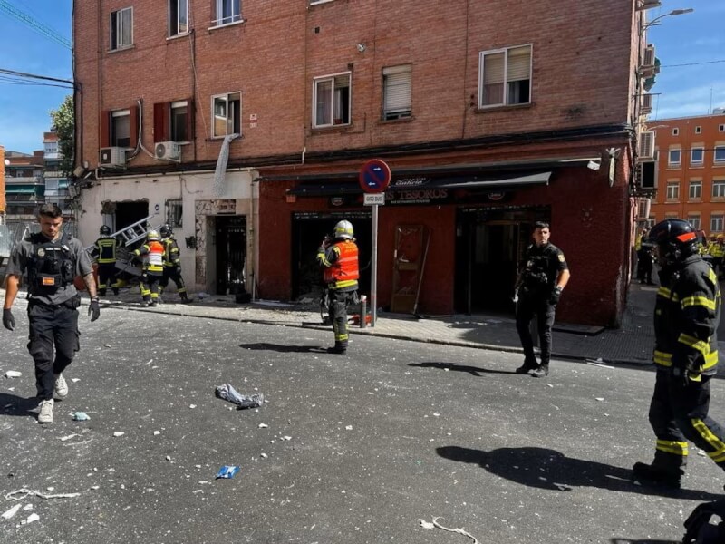 西班牙馬德里1間酒吧13日爆炸造成25人受傷，其中3人傷勢嚴重。（Madrid Emergency Services, Handout via 路透社）