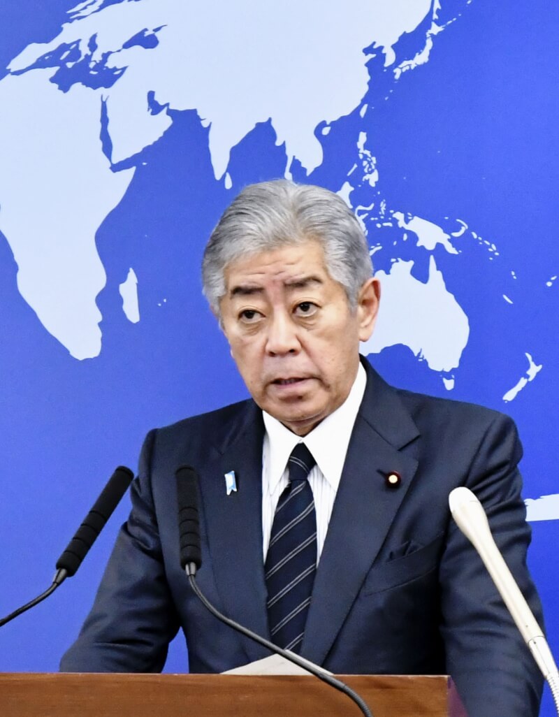 日本外務大臣岩屋毅19日在記者會上表示,日本的方針是暫緩承認巴勒斯坦國。(共同社)