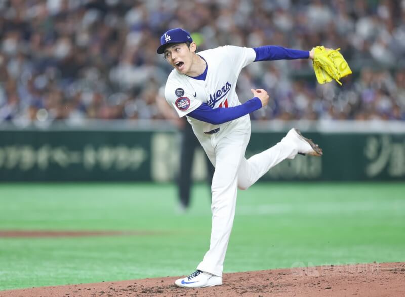 MLB道奇隊投手佐佐木朗希。（中央社檔案照片）