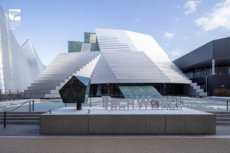 「2025年大阪世博TECH WORLD館」場館設計由張瑪龍陳玉霖聯合建築師事務所操刀，入圍2025金點設計獎年度最佳設計獎。（台灣設計研究院提供）中央社記者王寶兒傳真   114年9月25日