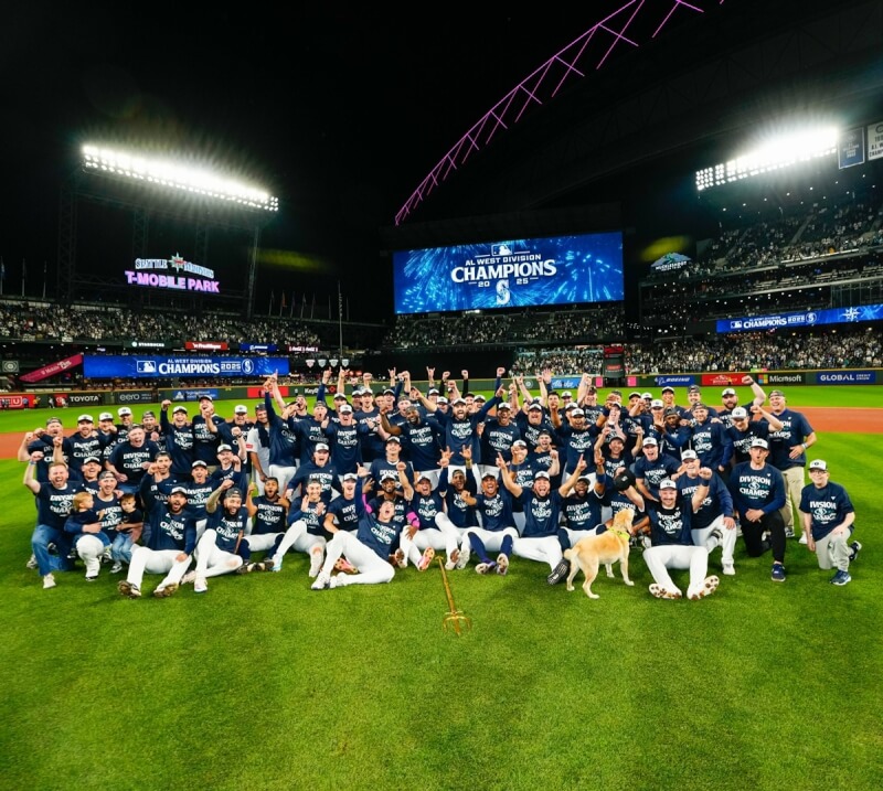 美國職棒大聯盟MLB西雅圖水手隊24日在美國聯盟西區封王。（圖取自x.com/Mariners）