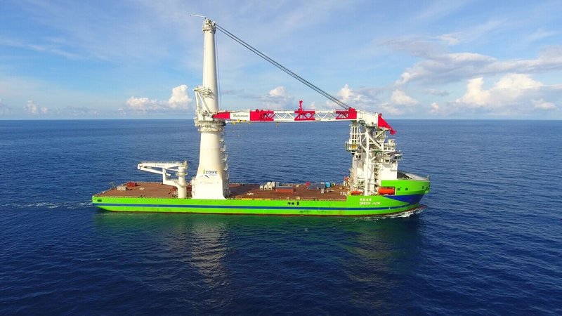 台船（2208）宣布，轉投資的台船環海風電公司業務再傳捷報，台船環海與風睿能源簽訂「海盛風場」水下基礎、海上變電站運輸與安裝合約，以及海床拋石工程合約。（台船提供）中央社記者江明晏傳真  114年9月25日