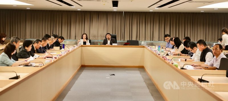 勞動部最低工資審議會26日舉行，會議由勞動部長洪申翰（中）主持，包含勞、資、政、學4方委員共同出席審議。中央社記者王飛華攝　114年9月26日