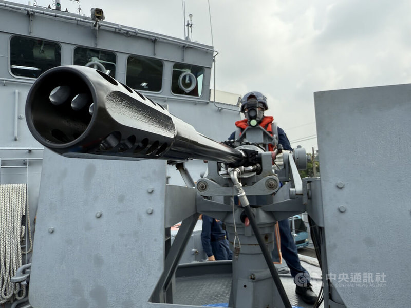 永嘉艦任務以獵雷為主,艦艏裝備一門20公厘機砲。中央社記者董俊志攝 114年9月27日