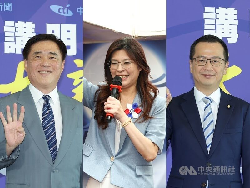 國民黨主席將於10月18日改選，候選人郝龍斌（左）、鄭麗文（中）、羅智強（右）。（中央社檔案照片）