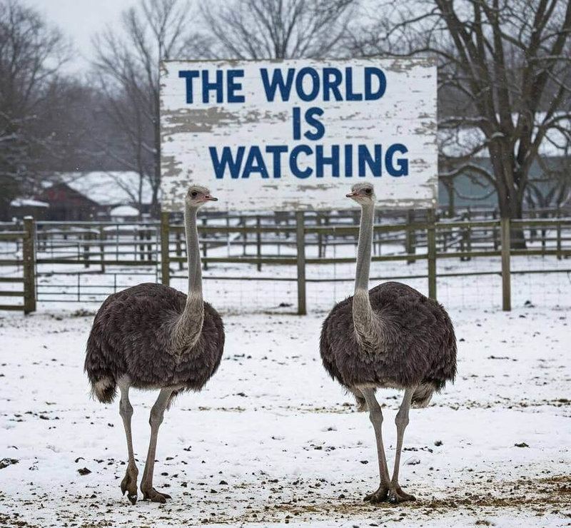 位於加拿大卑詩省山區的環球鴕鳥農場(Universal Ostrich Farm)飼養的400隻鴕鳥將被撲殺的消息,引發國際關注,甚至美國總統川普(Donald Trump)的一些盟友都出面聲援農場主人。(拯救環球鴕鳥農場臉書)中央社記者程愛芬溫哥華傳真 114年10月3日