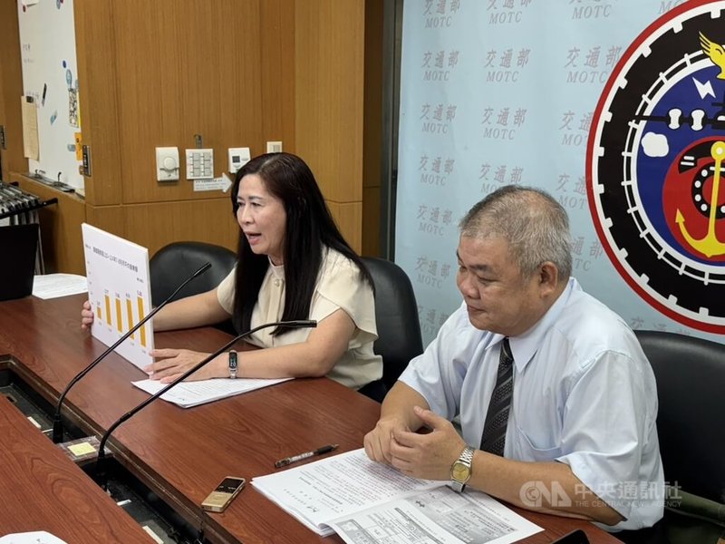 交通部高速公路局業務組科長蔡欣宛（左）7日表示，今年暑假國道服務區營收總計高達新台幣10.51億元，創歷史新高；其中，清水服務區1到9月營業額高達新台幣7.89億元，也寫下清水服務區歷史紀錄。中央社記者余曉涵攝　114年10月7日