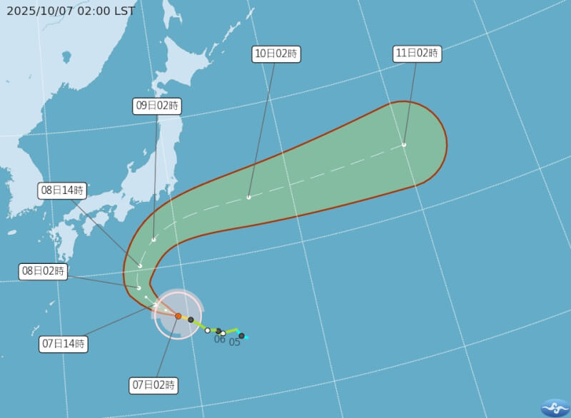 颱風哈隆路徑潛勢預報。（圖取自氣象署網頁cwa.gov.tw）