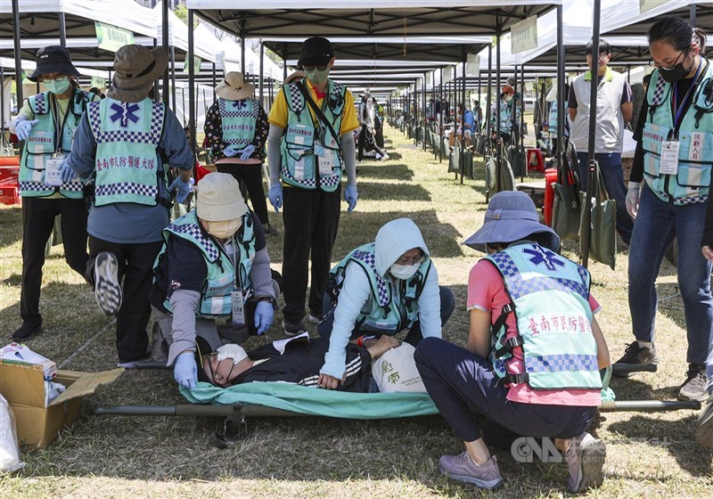 圖為全社會防衛韌性演練重傷處理安置流程。（中央社檔案照片）