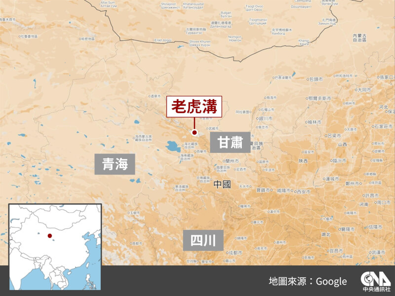 中國十一假期期間,中國青海省海北州門源縣老虎溝地區因氣候惡劣,發生數百名登山客受困意外。(中央社製圖)