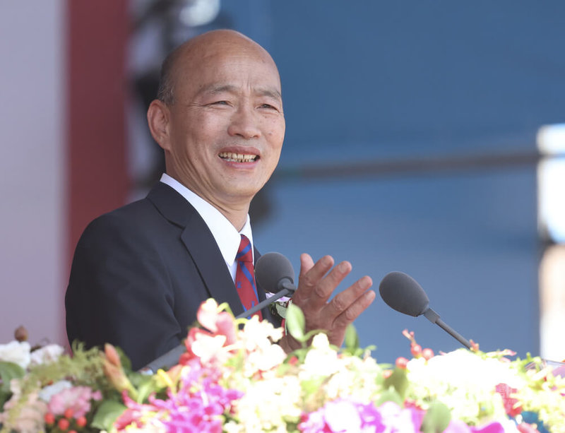 中華民國中樞暨各界慶祝114年國慶大會10日在總統府前廣場舉行,大會主席、立法院長韓國瑜(圖)出席致詞,歡迎各界到場共襄盛舉。中央社記者張新偉攝 114年10月10日