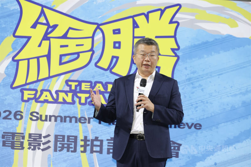 電影「絕勝」開拍記者會13日上午在台北大巨蛋舉行,中華職棒大聯盟會長蔡其昌(圖)出席致詞分享12強棒球奪冠經歷及感受。中央社記者翁睿坤攝 114年10月13日