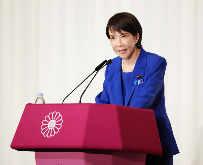 日本「自維聯合政權」正式成立,維新將在21日臨時國會的首相指名選舉中支持自民黨總裁高市早苗(圖)。(共同社)