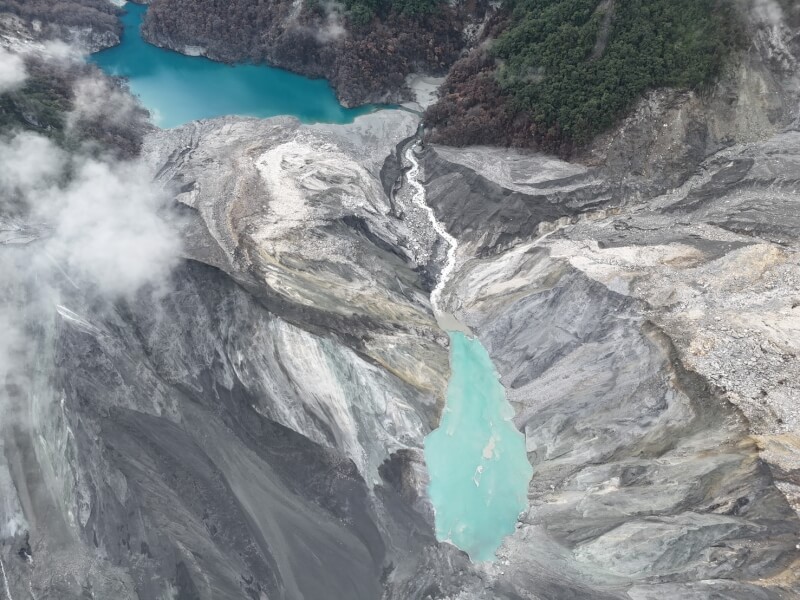 林保署21日觀測馬太鞍溪堰塞湖下游1公里處形成小型堰塞湖。(圖取自林業保育署網頁forest.gov.tw)