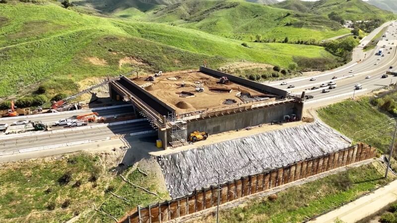 圖為安納伯格基金會4月公布生態天橋興建照片。(圖取自facebook.com/annenberg)