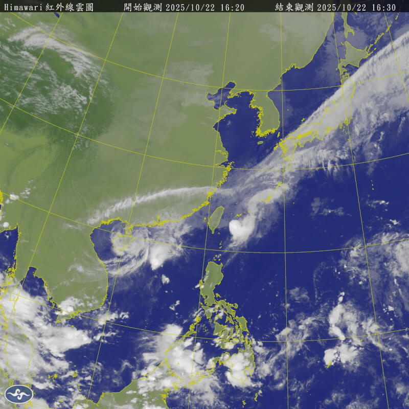 圖為衛星雲圖。(圖取自中央氣象署cwa.gov.tw)