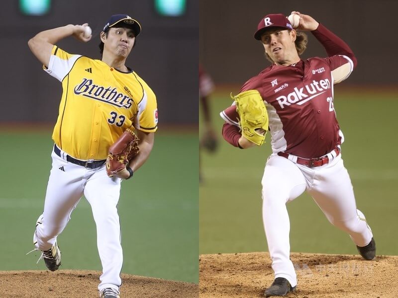 中職總冠軍賽22日第4戰將移師樂天桃園棒球場，兄弟派投手鄭浩均（左）、桃猿推洋投凱樂（右）先發搶第3勝聽牌。（中央社檔案照片）
