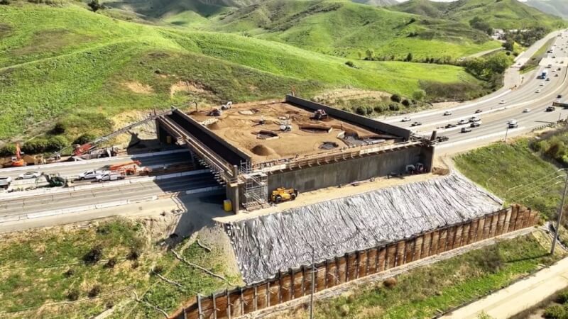 圖為安納伯格基金會4月公布生態天橋興建照片。(圖取自facebook.com/annenberg)