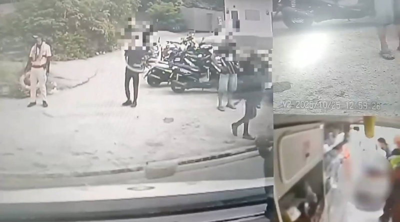 小琉球1名男性潛水客25日上午11時許失聯，海巡人員與民眾中午12時許尋獲，該男救上岸時已無生命跡象，由琉球分隊救護車送往琉球衛生所急救。（屏東縣政府消防局提供）中央社記者黃郁菁傳真 114年10月25日