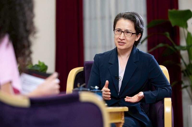 副總統蕭美琴接受「德國第一公共電視台」專訪,訪談內容已於10月27日(台灣時間)播出。(總統府提供)中央社記者葉素萍傳真 114年10月28日