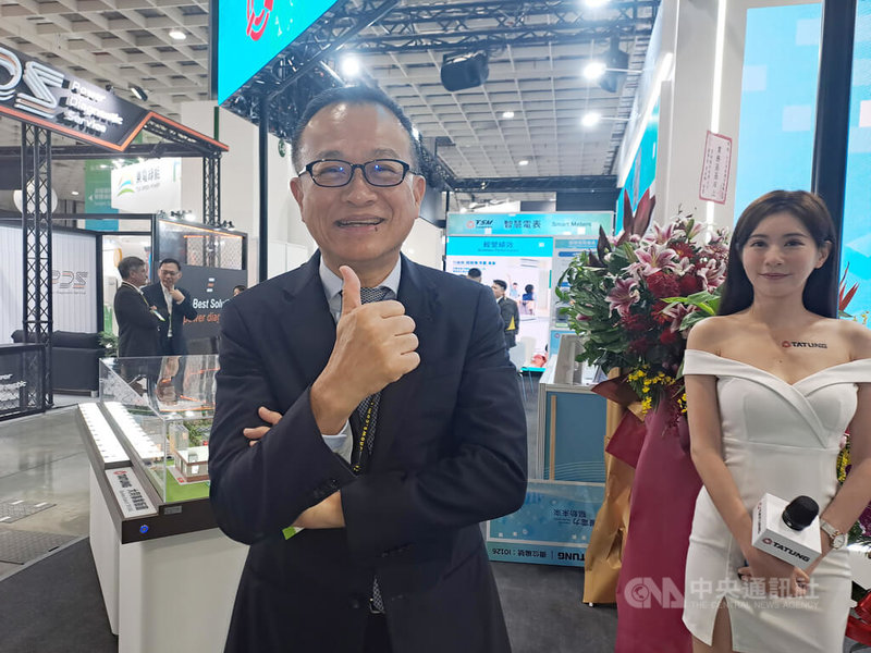 2025智慧能源週29日登場,大同公司總經理沈柏延(圖)表示,已在日本熊本找好土地,搭配大同擅長的電力系統,盼2026年爭取OpenAI這類平台進駐,建置、營運算力中心。中央社記者潘智義攝 114年10月29日