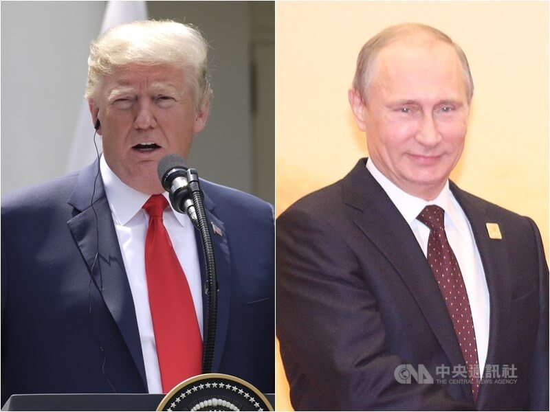 圖為美國總統川普（左起）與俄羅斯總統普丁。（中央社檔案照片）