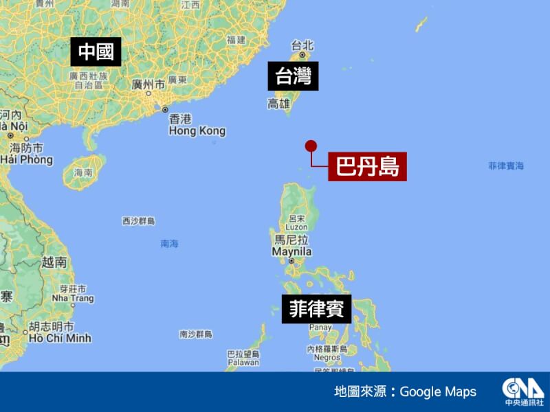 圖為巴丹島地理位置。(中央社製圖)