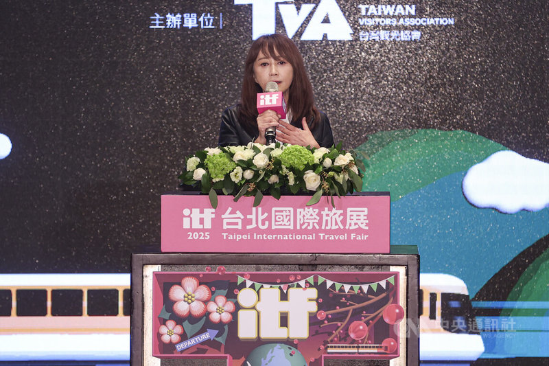 2025台北國際旅展(ITF)即將登場,台灣觀光協會會長簡余晏(圖)4日出席展前記者會,致詞歡迎大家到場逛展。中央社記者鄭清元攝 114年11月4日