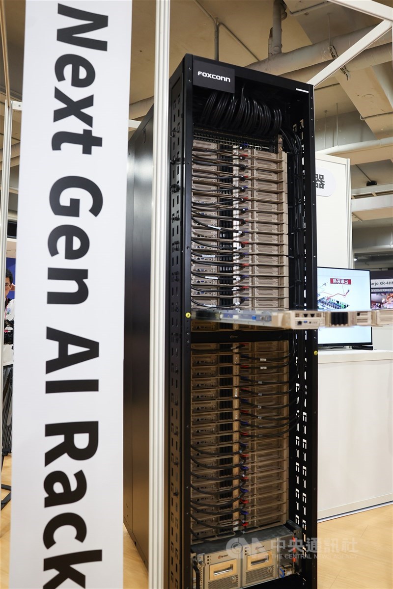 圖為GB200人工智慧（AI）伺服器（中央社檔案照片）